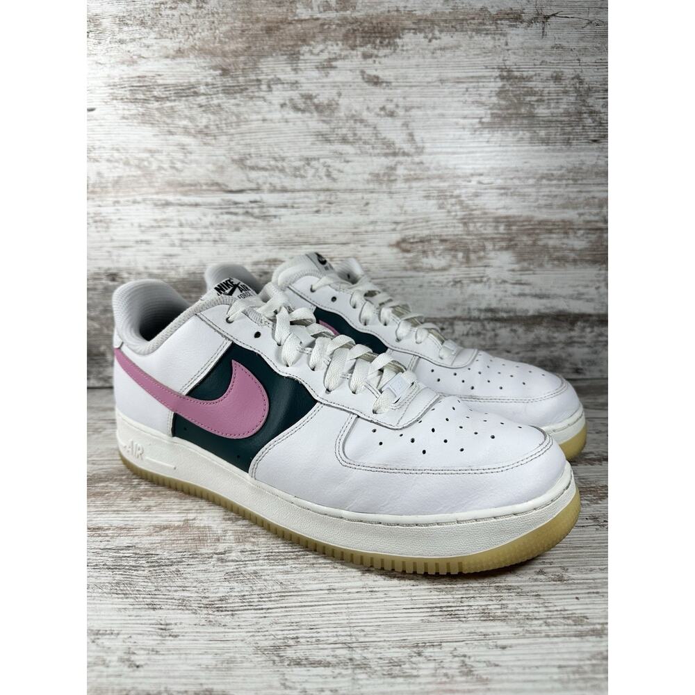 Men's Nike Air Force 1 Low Nike ID By You Custom White/Pink/Green Sneakers Sz 13